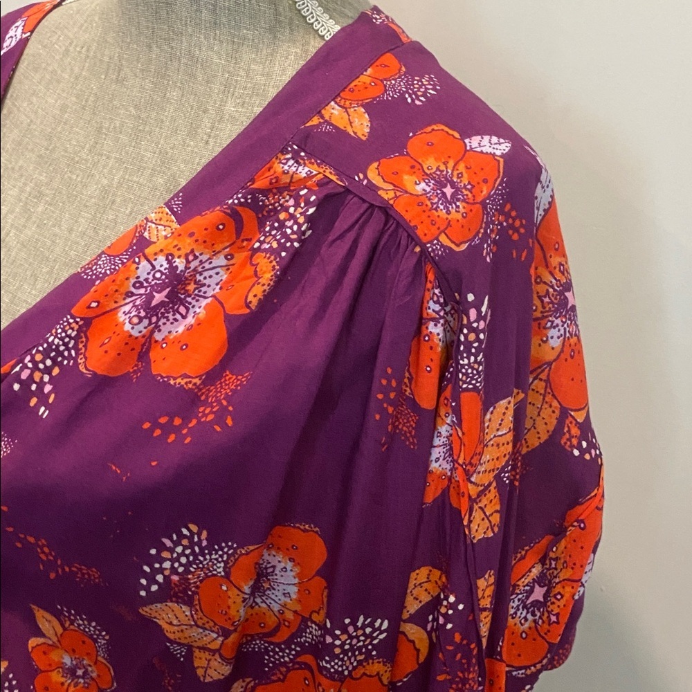 Free People Tuscan Dreams Tunic dress Plum Bell Sleeve size Medium NWT - Picture 11 of 16